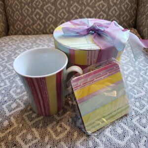 Pastel/Stripped Cup and Coaster Gift Box Set